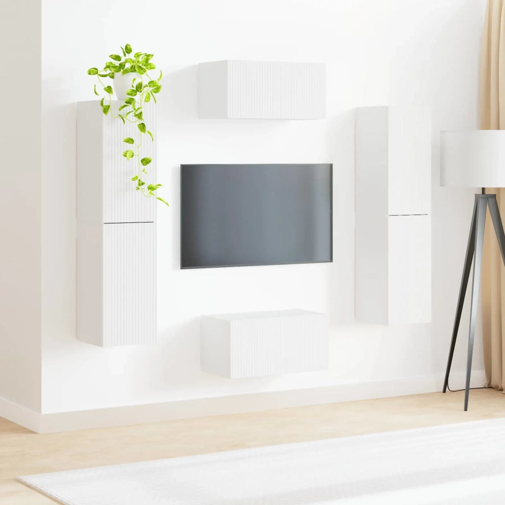 Set mobile TV 6 pcs Bianco Legno multistrato 3409123