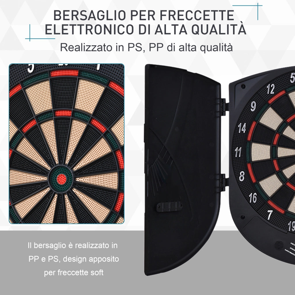 Bersaglio Freccette Elettronico per 8 Giocatori con 6 Freccette, Schermo LCD, 2 Porte e 26 Modalit¨¤ di Gioco