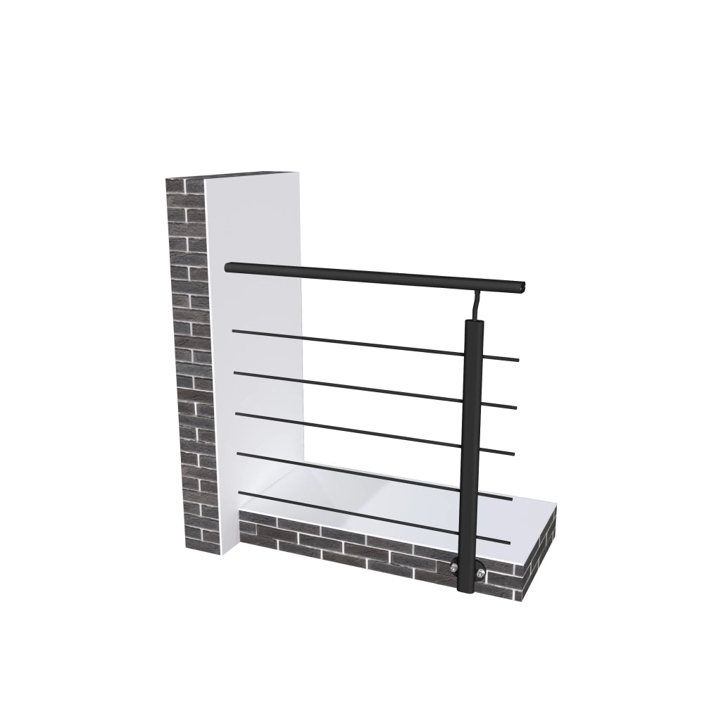 Ringhiera Balaustra in Alluminio Nero Opaco 100x100cm a Fissaggio a Parete, con supporto di collegamento a Parete