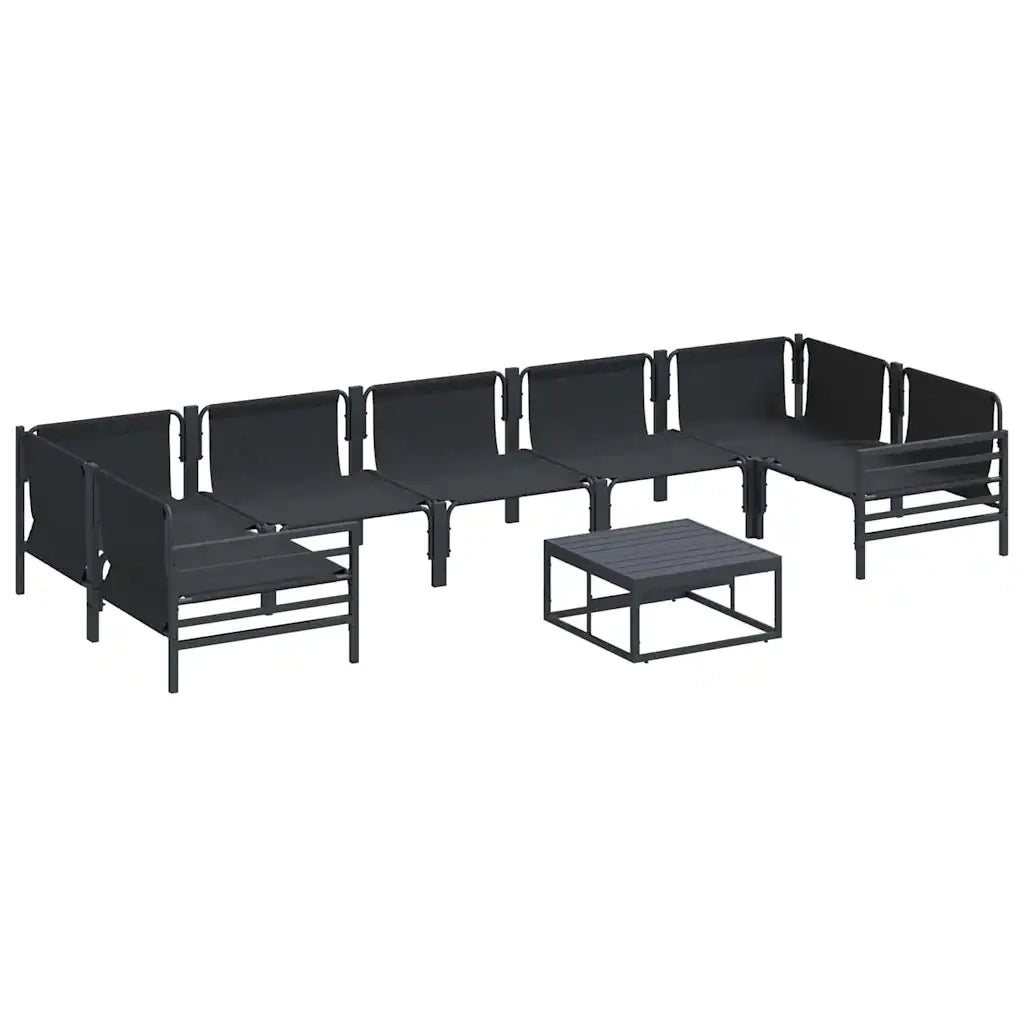 Set Divano da Giardino con cuscino 8 pcs Nero Acciaio