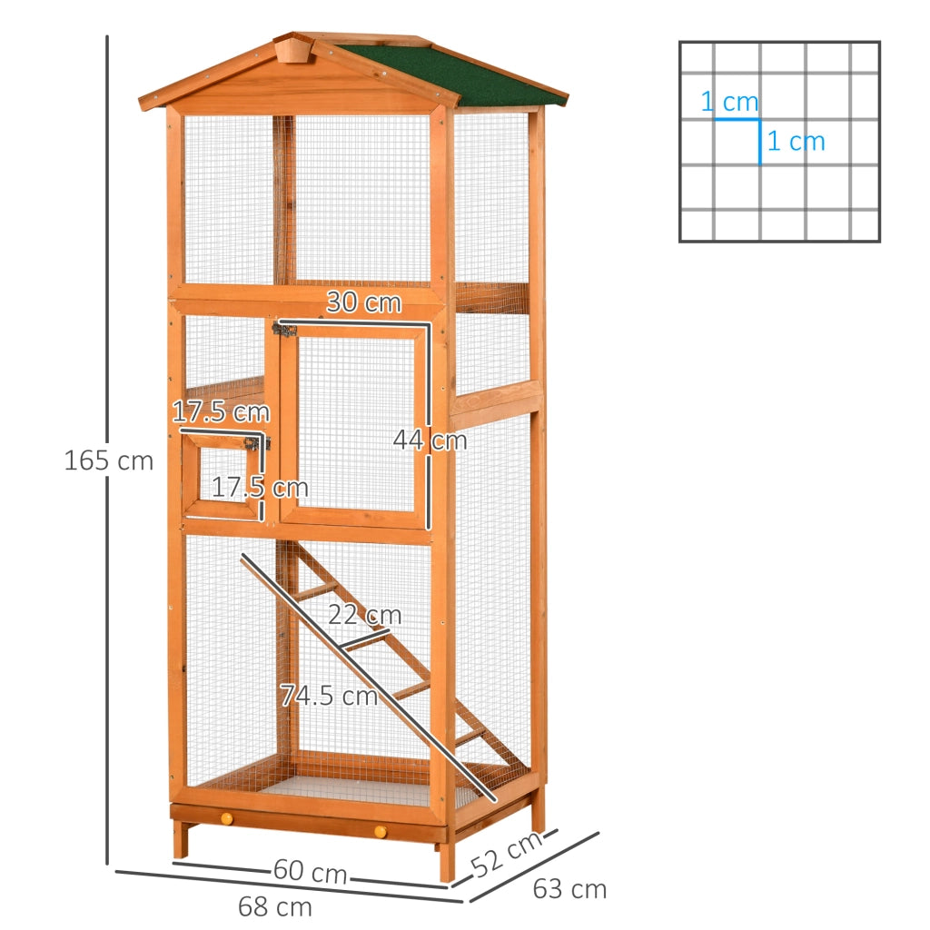 Gabbia per Uccelli da Esterno ¨C Xylo ¨C Legno Arancione 165cm con 2 Porte