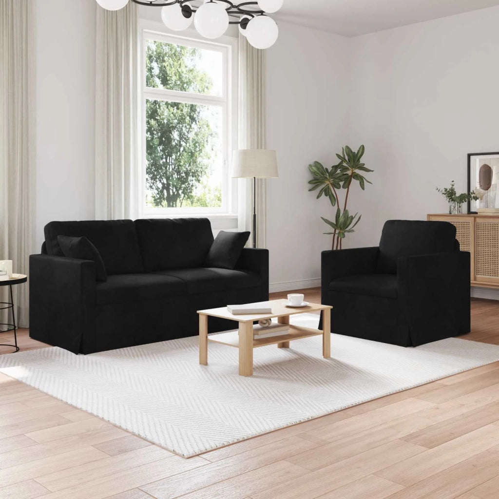Set di divani 2 pcs Nero 158 x 78 x 80 cm Velluto 3407557