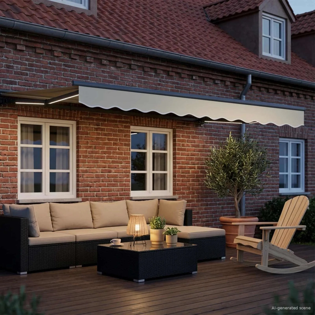 Cornice per Tenda Manuale con LED Crema e Antracite 2,5 x 2 m 3420725