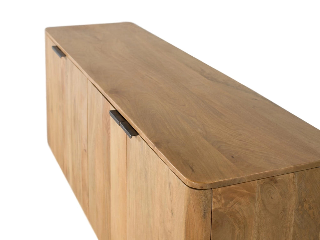 Credenza realizzata in legno di mango con angoli arrotondati