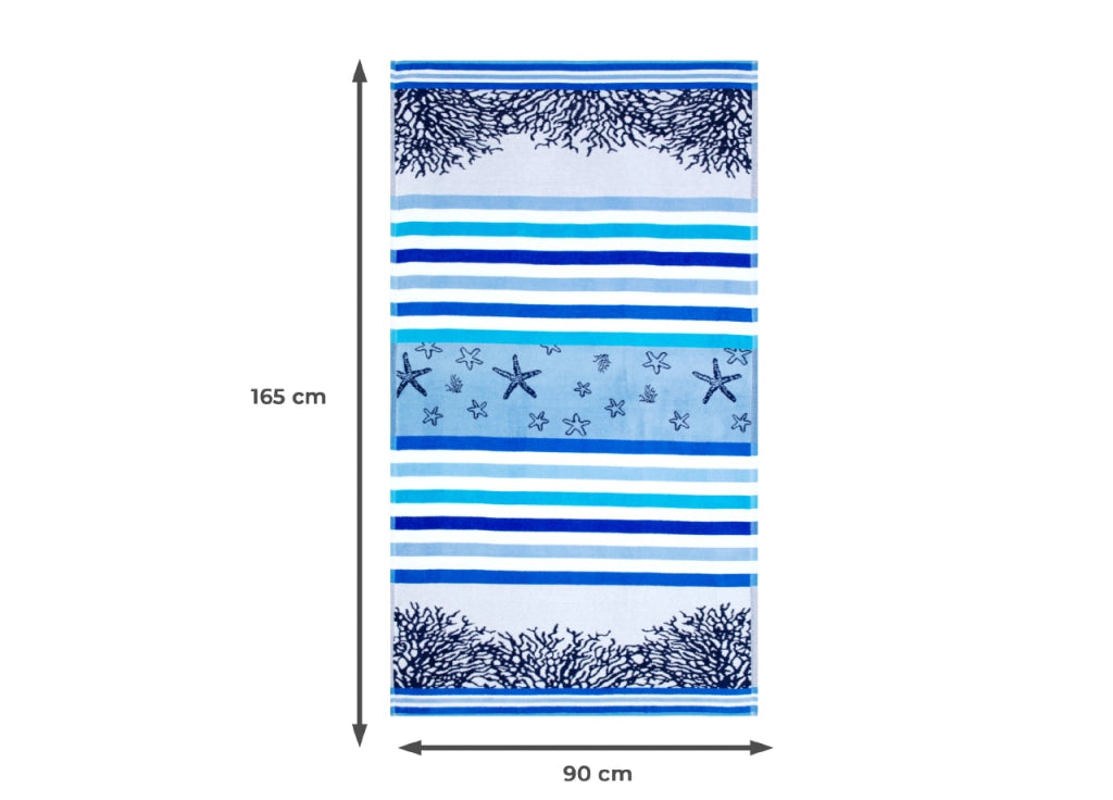 Telo Mare Jacquard Spugna Asciugamano Spiaggia Disegno Queensland - Telo Mare - Blu-Azzurro