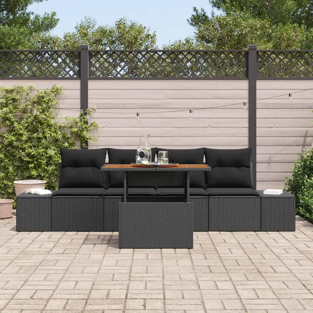 Set da Pranzo per Giardino con cuscino 5 pcs Nero e Marrone