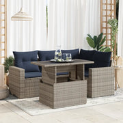 Set Divano Giardino 5 pz con Cuscini Grigio Polyrattan Acacia 3326312