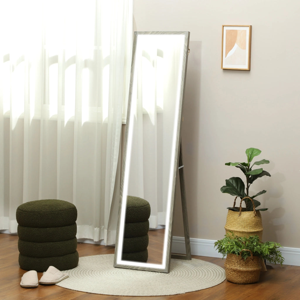 Specchio a Parete con Luce LED ¨C Minimal ¨C Grigio 40x160 cm