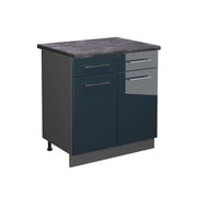 Mobiletto base per cucina Fame-Line Blu scuro lucido/Antracite 80 cm, PL Antracite Vicco