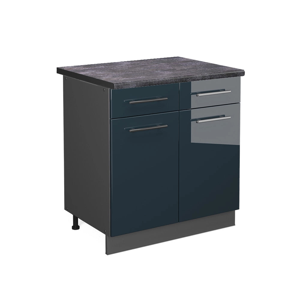 Mobiletto base per cucina Fame-Line Blu scuro lucido/Antracite 80 cm, PL Antracite Vicco