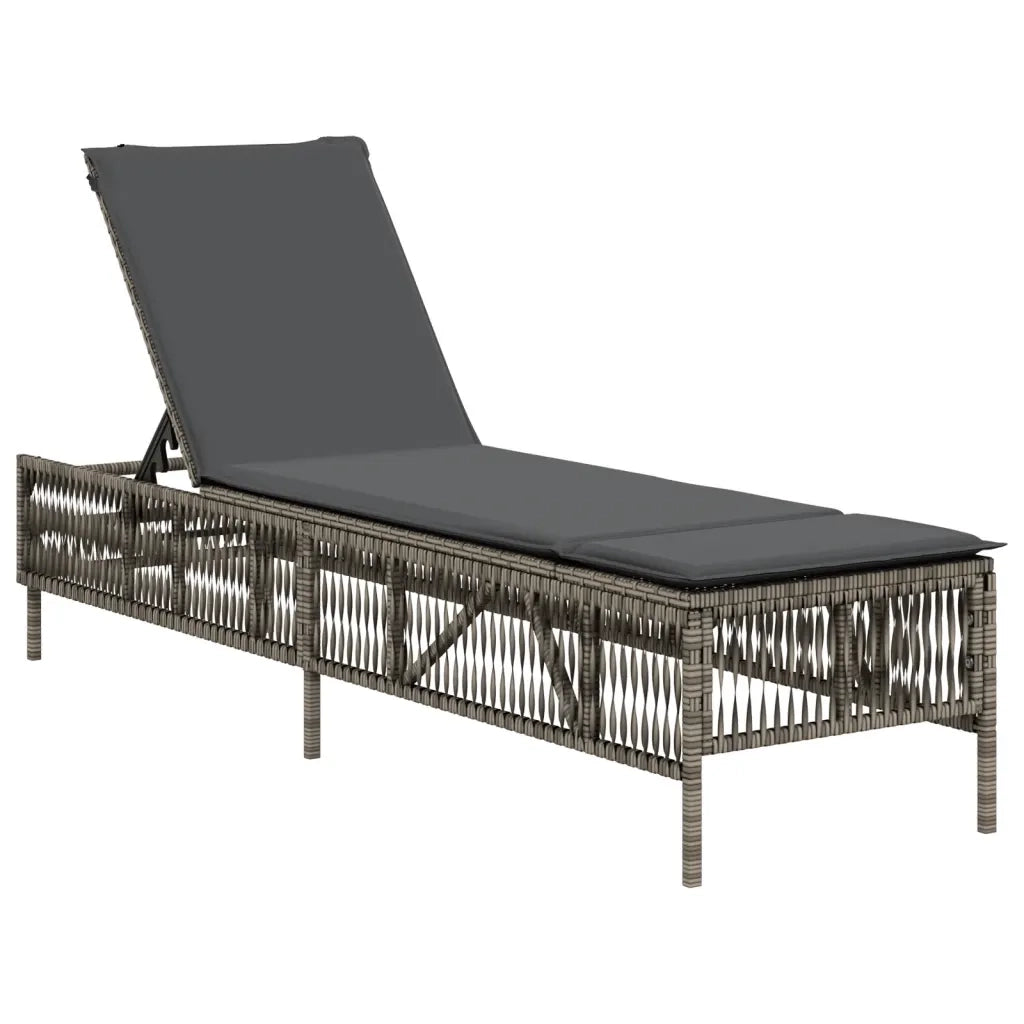 Lettini Prendisole 2 pz con Cuscini Grigio in Polyrattan 3261598