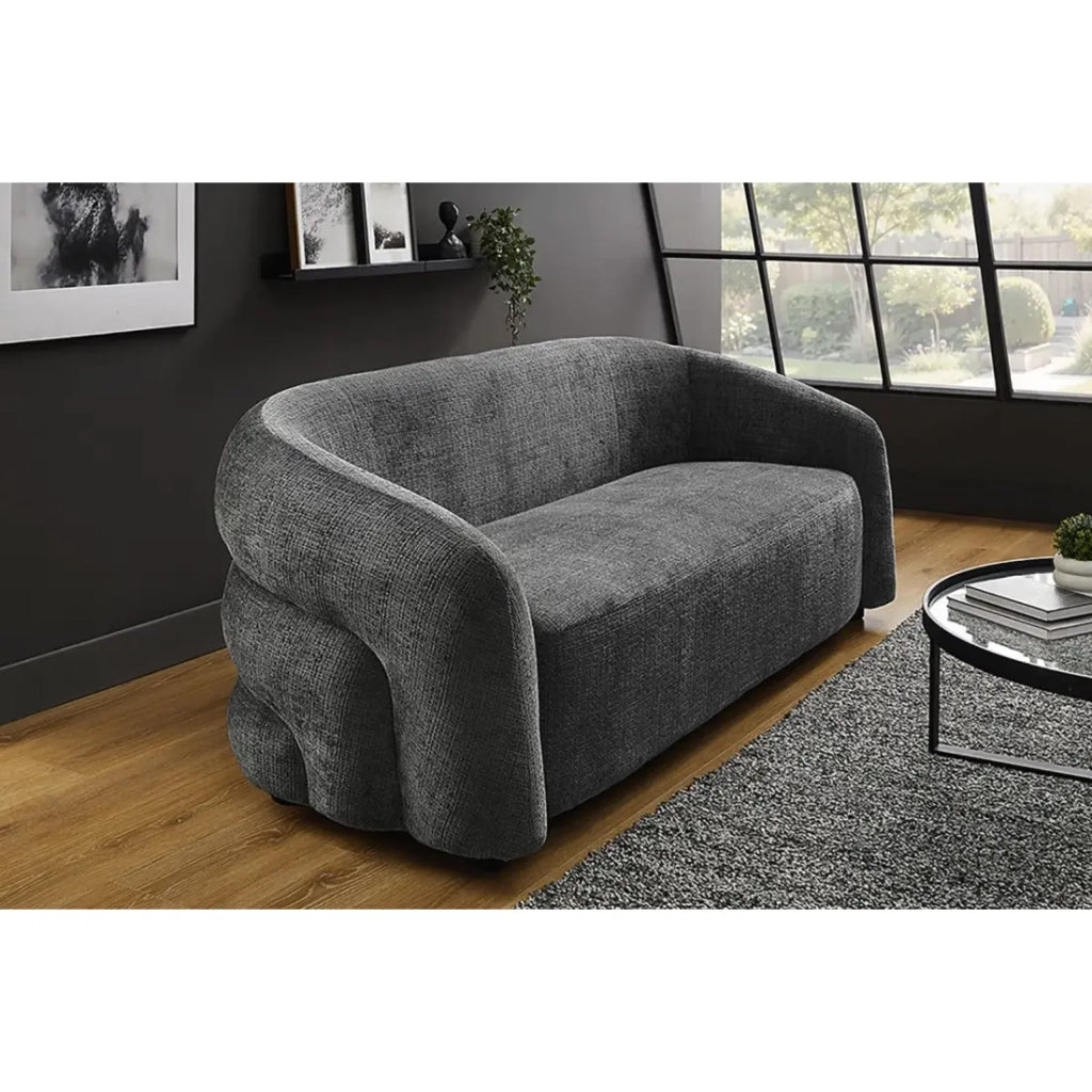 Divano dritto NUAGE grigio scuro – Divano design in tessuto chenille