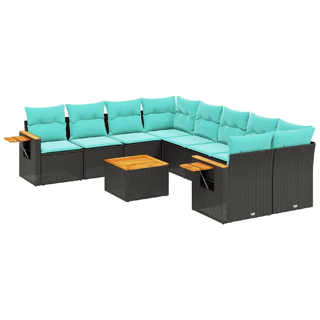 Set Divani da Giardino 9 pz con Cuscini Nero in Polyrattan 3226666