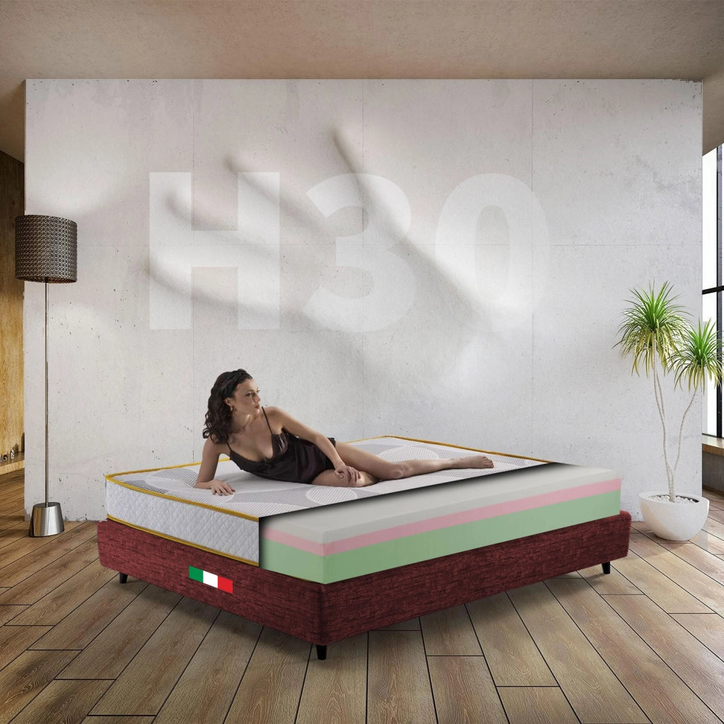 Materasso memory Francese 140X195 Cm, Materasso Americano multistrato a zone H30 cm, Materasso ortopedico a 3 STRATI | Materasso anallergico prodotto in Italia - MOD. EQUILIBRIUM H30