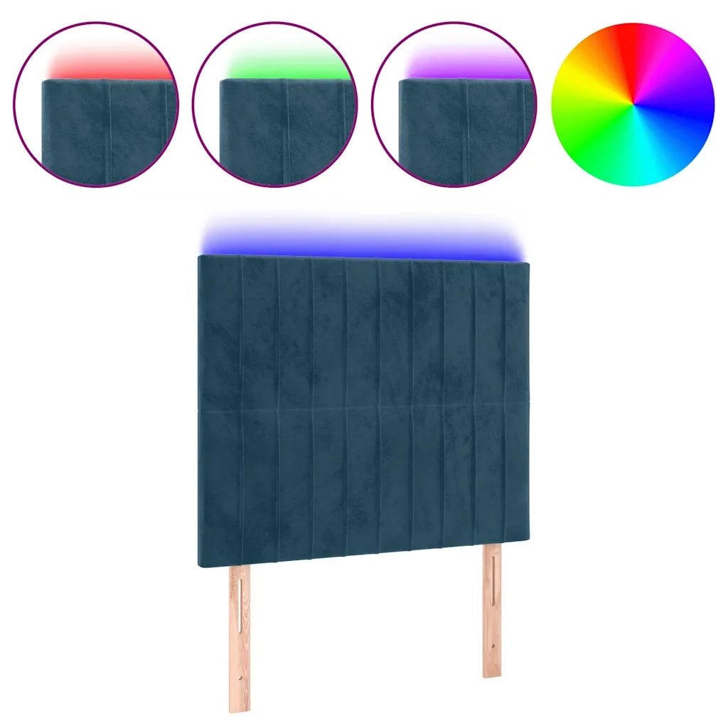 Testiera a LED-Testata con LED Blu scuro 80x5x118/128 cm in Velluto 325163