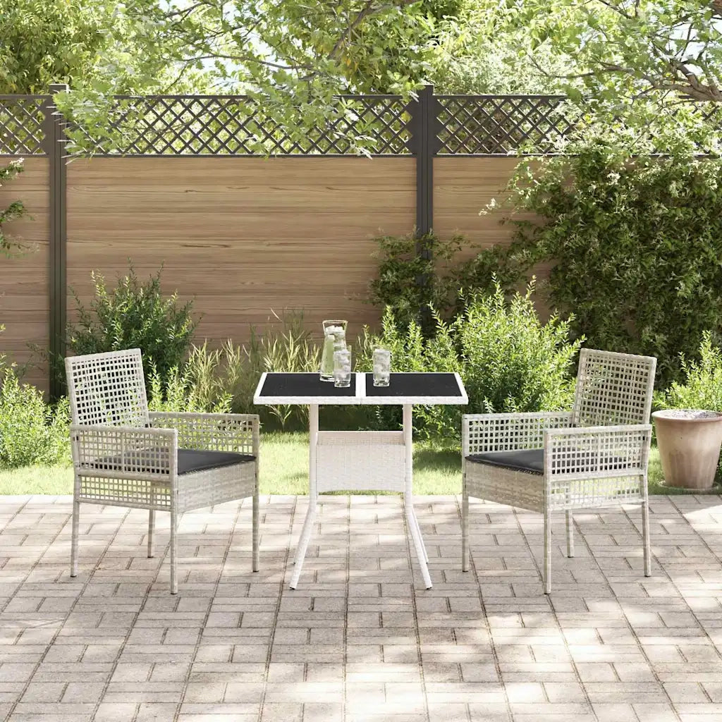 Set da Pranzo per Giardino 3 pcs Grigio chiaro polyrattan 3334933