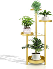 Stand per piante metallico - ripiegabile - adatto per interni ed esterni - oro
