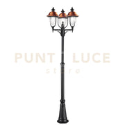 PALO VENEZIA NERO E RAME 3 LUCI ATTACCO E27 IP44 65X230CM