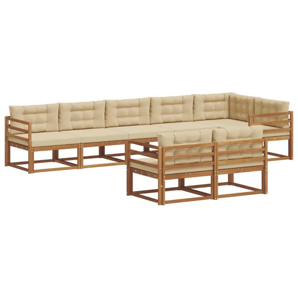 Set di divani da esterno con cuscino 8 pcs Naturale e Beige 3367741