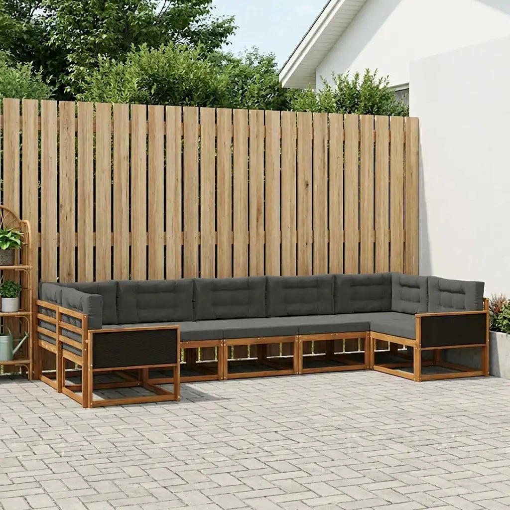 Set di divani da esterno con cuscino 7 pcs Naturale e Antracite 3382855