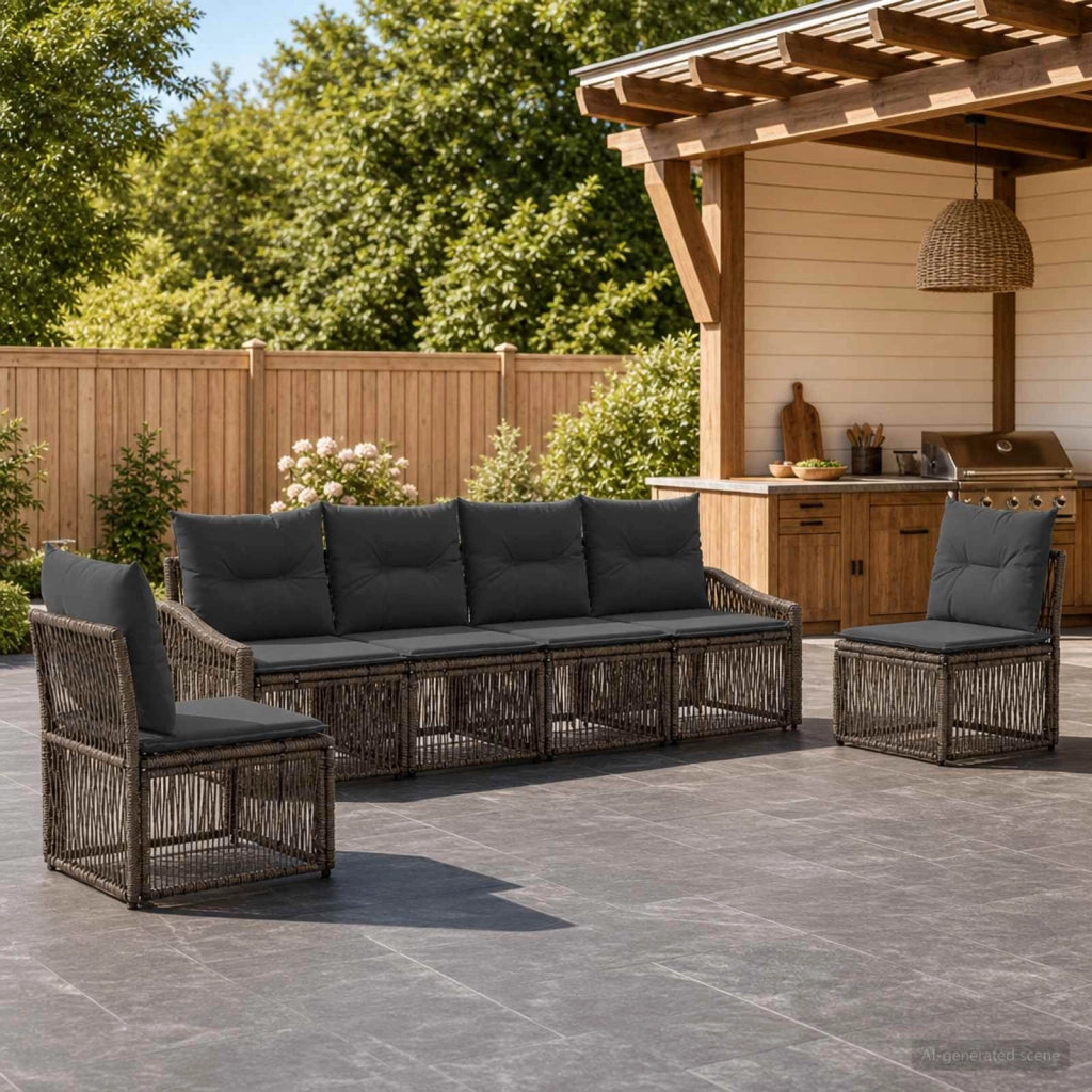 Set Divano da Giardino 6 pz Grigio polyrattan 3435968