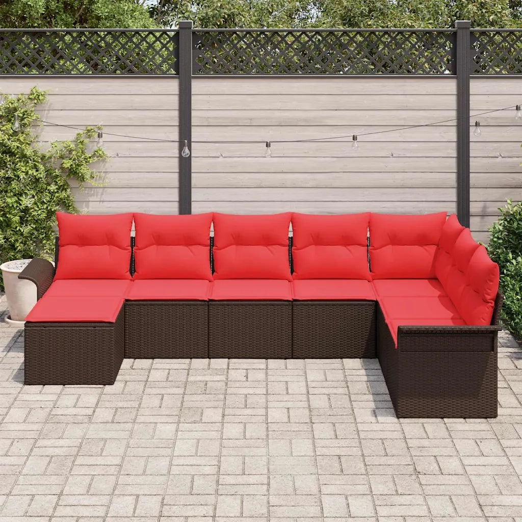 Set Divano da Giardino con cuscino 8 pcs Beige Poly Rattan 3354153