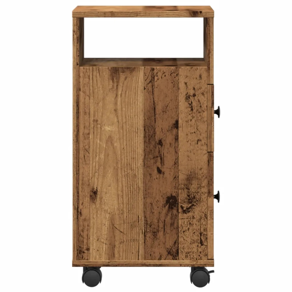 Mobile da Bagno Stretto con Ruote Legno Vecchio in Truciolato 855239