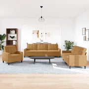 Set di Divani 3 pz con Cuscini Marrone in Velluto 3278438