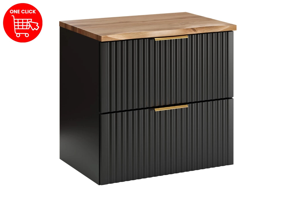 Set mobili bagno 60 cm con piano Adel Black 60 x 1401 x 46 cm