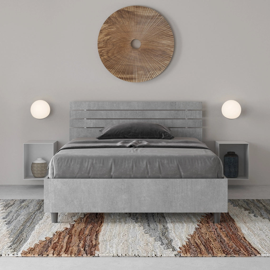 BS COM Letto una piazza e mezza contenitore 120x190 testata dritta con doghe cemento