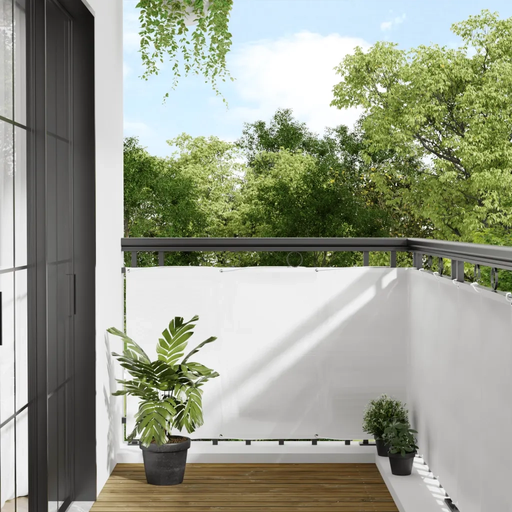 Paravento da Balcone Bianco 90x800 cm 100% Poliestere Oxford 4000096