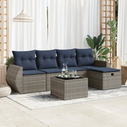 Set Divano da Giardino 6 pz con Cuscini Grigio in Polyrattan 3325577