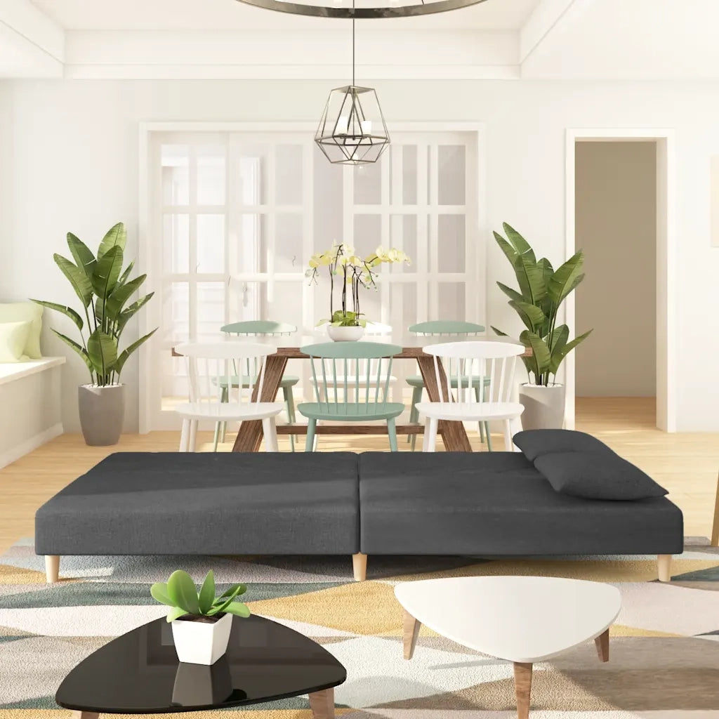 Divano Letto a 2 Posti con 2 Cuscini-Sofa Letto 2 Posti-Daybed Grigio Scuro in Tessuto 160337