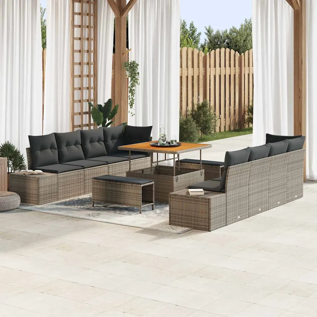 Set Divano da Giardino con cuscino 11 pcs Grigio Poly Rattan 3364718