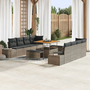 Set Divano da Giardino con cuscino 11 pcs Grigio Poly Rattan 3364718