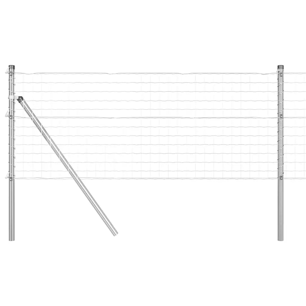 Recinzione da Giardino | Recinzione con Posto Argento 0,8 x 25 m Acciaio e PVC