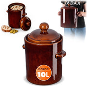 Vaso KADAX a forma di barile per sottaceti con collarino, 10 litri, in gres per cavoli e cetrioli.