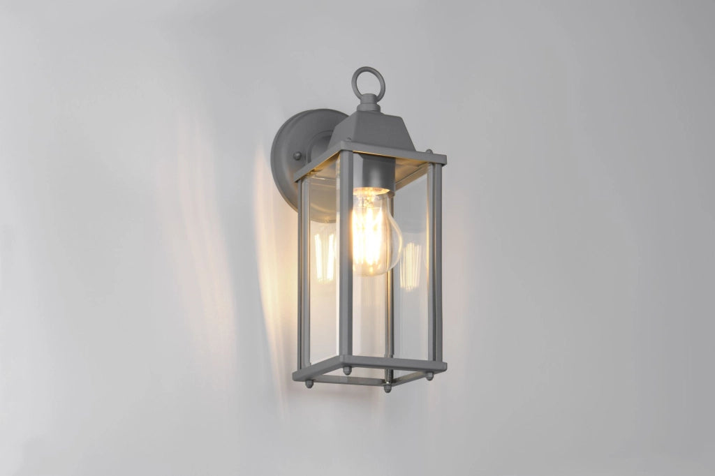OLONA APPLIQUE DA ESTERNO DOWN FUSIONE DI ALLUMINIO VERNICIATA ANTRACITE CON DIFFUSORE VETRO TRASPARENTE IP23 H.29,5CM 1 LUCE ATTACCO E27