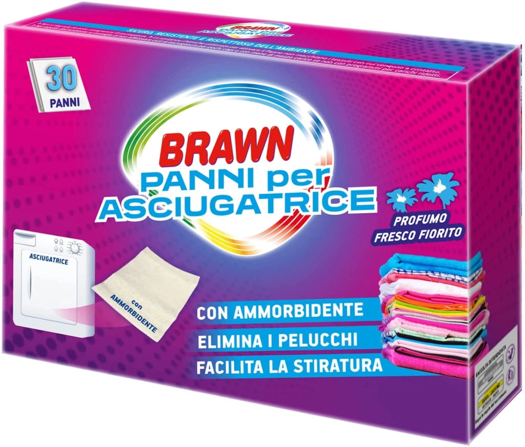 BRAWN PANNI PER ASCIUGATRICE CON AMMORBIDENTE IN CONFEZIONE DA 30 PEZZI