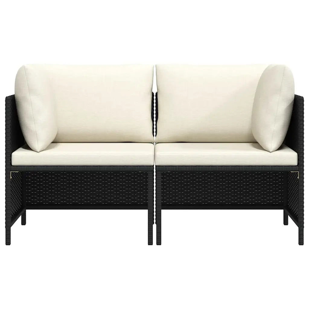 Divano da Giardino a 2 Posti con Cuscini Nero in Polyrattan 313512
