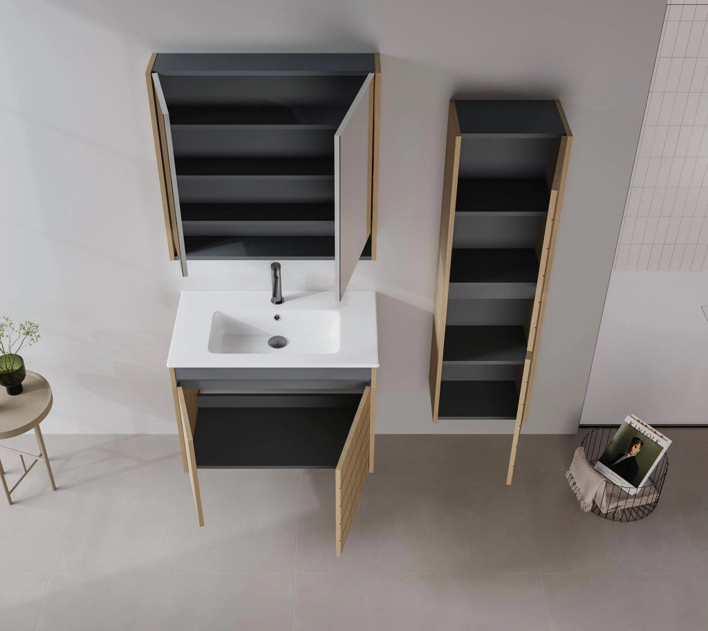 Mobile lavabo "Ricato 80" - 81 x 47 x 62 cm - Noce