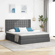 Letto con testiera Grigio scuro 200 x 200 cm Tessuto