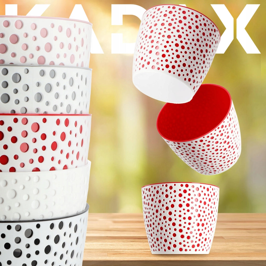 Vaso da fiori KADAX rotondo in plastica, 21 cm, rosso