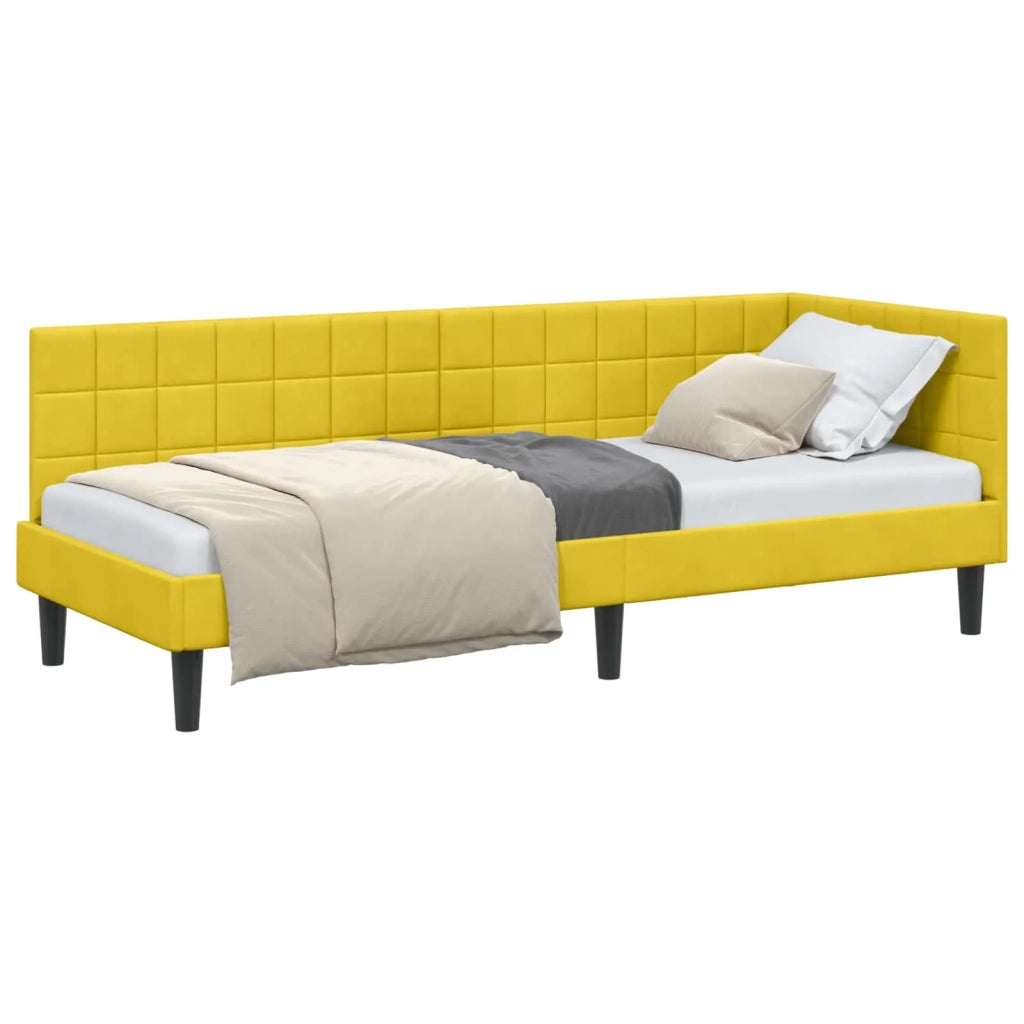 Cornice del letto ad angolo Giallo 80 cm x 200 cm Velluto 42016414