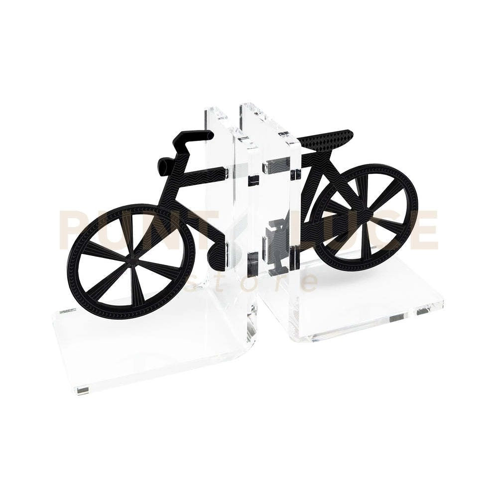 REGGILIBRO BICICLETTA  IN CRISTALLO ACRILICO TRASPARENTE E NERO