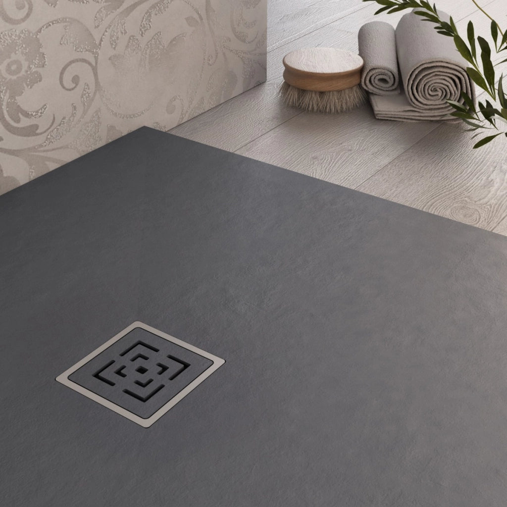 Piatto doccia in marmoresina grigio scuro effetto pietra cemento passion, misura 75x90