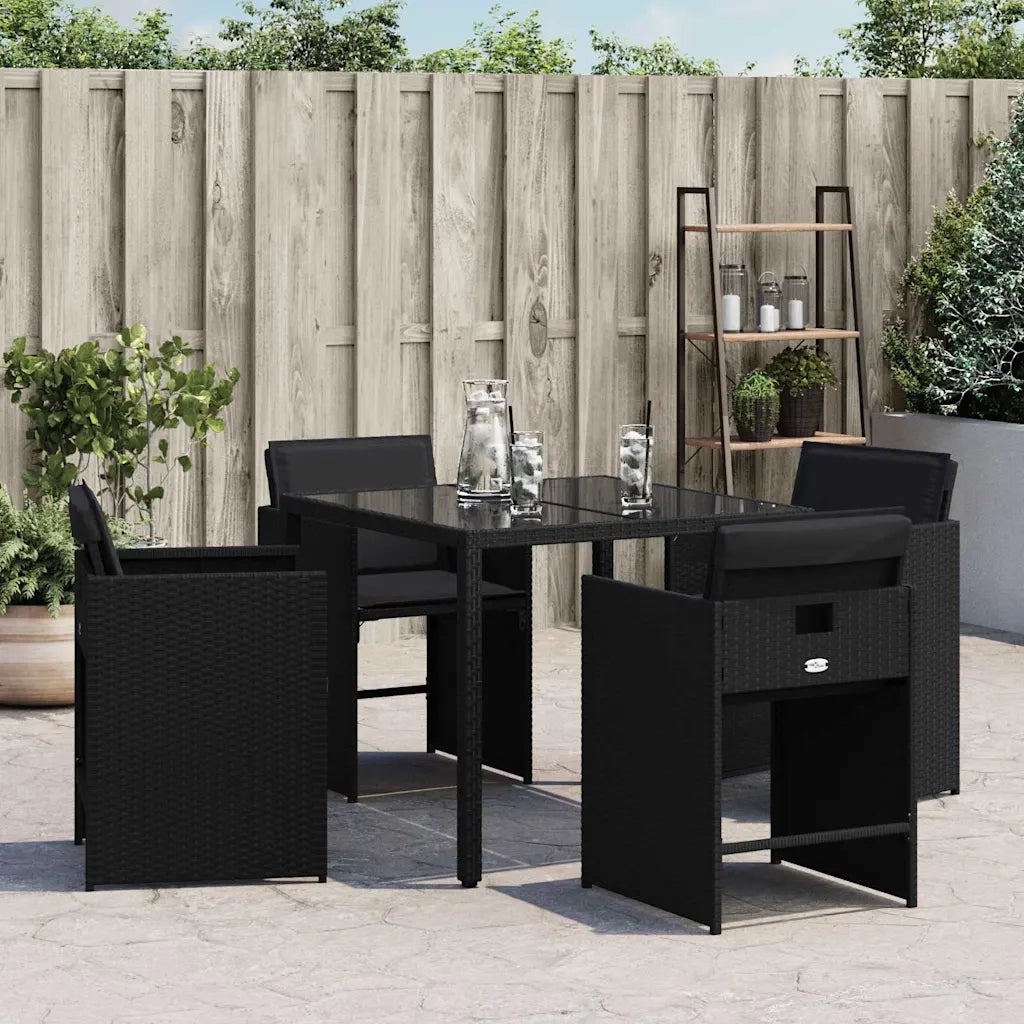 Sedie da Giardino con Cuscini 4 pz Nere in Polyrattan 364984