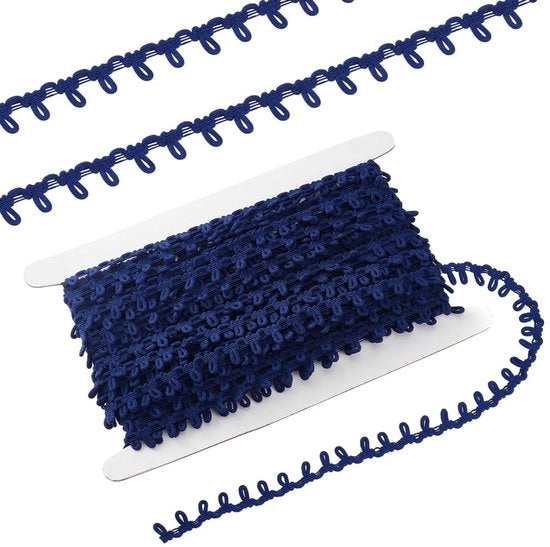 Elastica in Rete 14 mm - Pomo Blu - Velluto - Decorazione - Ricamo - 19 Yards (circa 20 metri) - Nastro da Ricamo