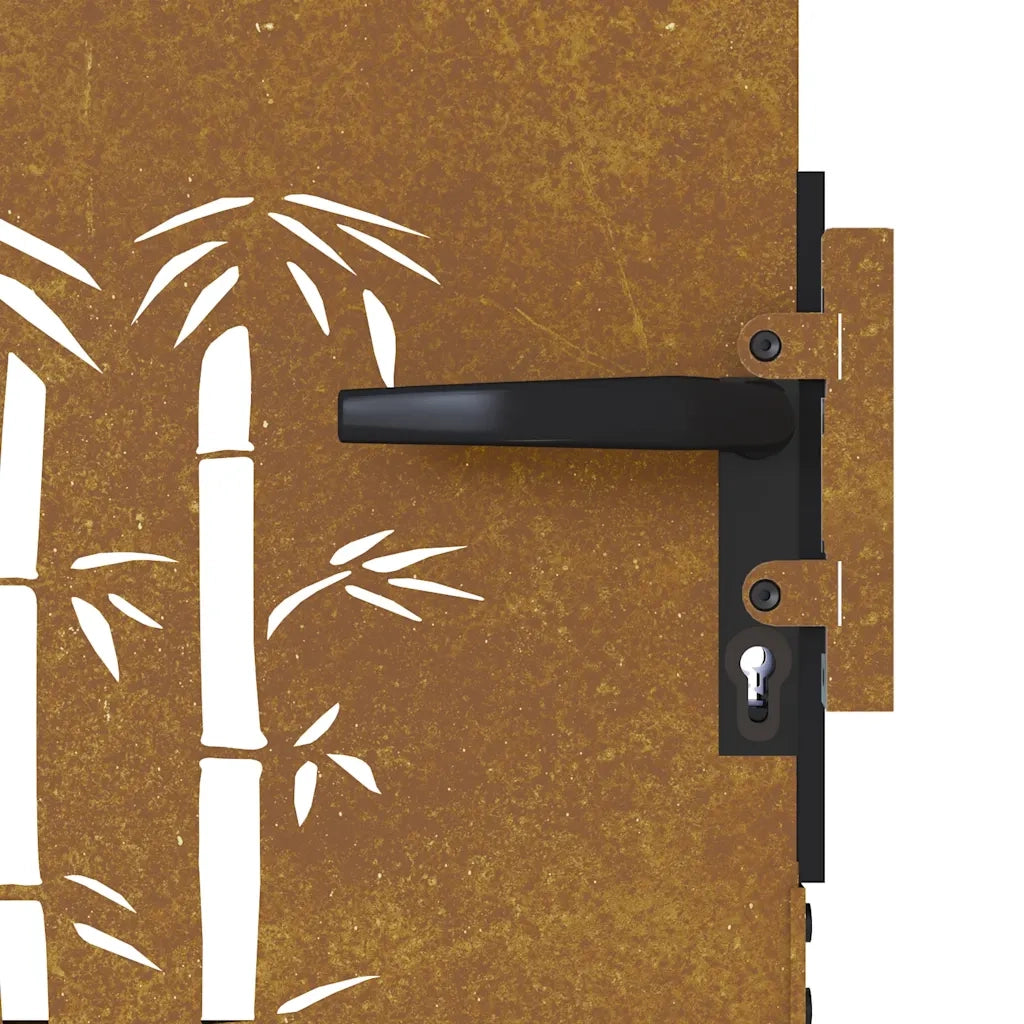Cancello da giardino 85x75 cm in acciaio Corten e design in bamb¨´ CFW5243378
