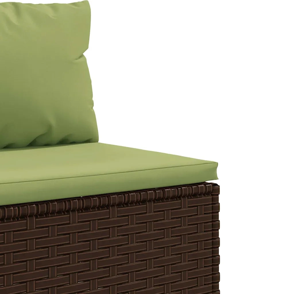 Set Divano da Giardino 5 pz con Cuscini Marrone in Polyrattan